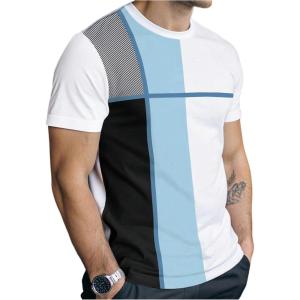 imageSOLY HUX Mens Color Block Tees Crew Neck Short Sleeve Shirts Casual Summer TopsLight Blue