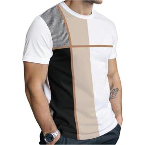 imageSOLY HUX Mens Color Block Tees Crew Neck Short Sleeve Shirts Casual Summer TopsWhite Khaki Multi