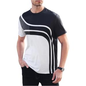 imageSOLY HUX Mens Colorblock Striped Tee Short Sleeve Casual T Shirt Summer Tee TopsWhite Black Multi