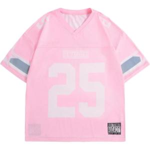 imageSOLY HUX Mens Graphic Jersey TShirts V Neck Racing Print Casual Tees Streetwear Summer Top TshirtPink Number