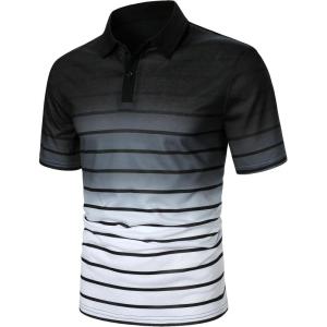 imageSOLY HUX Mens Playing Card Print Golf Shirt Short Sleeve Summer Work Tennis Tee ShirtBlack Grey White
