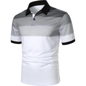 imageSOLY HUX Mens Playing Card Print Golf Shirt Short Sleeve Summer Work Tennis Tee ShirtBlack White Colorblock