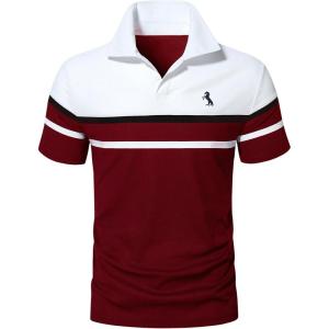 imageSOLY HUX Mens Playing Card Print Golf Shirt Short Sleeve Summer Work Tennis Tee ShirtMulti Red White