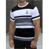 imageSOLY HUX Mens Color Block Striped T Shirt Short Sleeve Round Neck Summer Tops Casual TeeBlack and Grey Striped