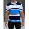 imageSOLY HUX Mens Color Block Striped T Shirt Short Sleeve Round Neck Summer Tops Casual TeeBlue and White