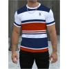 imageSOLY HUX Mens Color Block Striped T Shirt Short Sleeve Round Neck Summer Tops Casual TeeMulticoloured