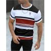 imageSOLY HUX Mens Color Block Striped T Shirt Short Sleeve Round Neck Summer Tops Casual TeeMulticoloured Striped
