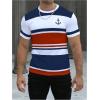 imageSOLY HUX Mens Color Block Striped T Shirt Short Sleeve Round Neck Summer Tops Casual TeeRed and White