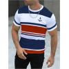 imageSOLY HUX Mens Color Block Striped T Shirt Short Sleeve Round Neck Summer Tops Casual TeeRed and White