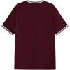 imageSOLY HUX Mens Crown Letter Print Striped Trim Tee Tops Short Sleeve Crew Neck Summer T ShirtBurgundy Graphic
