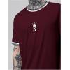 imageSOLY HUX Mens Crown Letter Print Striped Trim Tee Tops Short Sleeve Crew Neck Summer T ShirtBurgundy Graphic