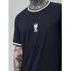 imageSOLY HUX Mens Crown Letter Print Striped Trim Tee Tops Short Sleeve Crew Neck Summer T ShirtDark Blue