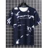 imageSOLY HUX Mens Graphic Tie Dye T Shirt Letter Print Crew Neck Short Sleeve Casual Summer Tee TopsDark Blue Letter