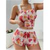 imageSOLY HUX Pajama Sets for Women 2 Piece Floral Mesh Lace Sleepwear Cami Tops and Shorts LoungewearMulticoloured Floral