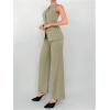 imageSOLY HUX Womens 2 Piece Business Casual Outfit Button Down Boat Neck Sleeveless Vest and Pants SetPlain Green