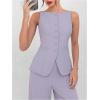 imageSOLY HUX Womens 2 Piece Business Casual Outfit Button Down Boat Neck Sleeveless Vest and Pants SetPlain Mauve Purple