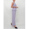 imageSOLY HUX Womens 2 Piece Business Casual Outfit Button Down Boat Neck Sleeveless Vest and Pants SetPlain Mauve Purple