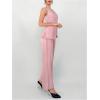 imageSOLY HUX Womens 2 Piece Business Casual Outfit Button Down Boat Neck Sleeveless Vest and Pants SetPlain Pink
