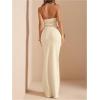imageSOLY HUX Womens 2 Piece Evening Party Outfit Elegant Split Hem Halter Crop Top and Maxi Skirt SetPlain Apricot