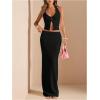 imageSOLY HUX Womens 2 Piece Evening Party Outfit Elegant Split Hem Halter Crop Top and Maxi Skirt SetPlain Black