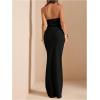 imageSOLY HUX Womens 2 Piece Evening Party Outfit Elegant Split Hem Halter Crop Top and Maxi Skirt SetPlain Black