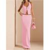 imageSOLY HUX Womens 2 Piece Evening Party Outfit Elegant Split Hem Halter Crop Top and Maxi Skirt SetPlain Pink