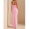 imageSOLY HUX Womens 2 Piece Evening Party Outfit Elegant Split Hem Halter Crop Top and Maxi Skirt SetPlain Pink