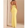 imageSOLY HUX Womens 2 Piece Evening Party Outfit Elegant Split Hem Halter Crop Top and Maxi Skirt SetPlain Yellow