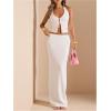 imageSOLY HUX Womens 2 Piece Evening Party Outfit Elegant Split Hem Halter Crop Top and Maxi Skirt SetSolid White