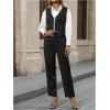 imageSOLY HUX Womens 2 Piece Outfits V Neck Button Down Sleeveless Blazer Vest and Pants Work Office SetBlack and White Striped