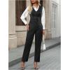 imageSOLY HUX Womens 2 Piece Outfits V Neck Button Down Sleeveless Blazer Vest and Pants Work Office SetBlack and White Striped
