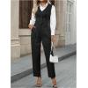 imageSOLY HUX Womens 2 Piece Outfits V Neck Button Down Sleeveless Blazer Vest and Pants Work Office SetBlack and White Striped