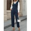 imageSOLY HUX Womens 2 Piece Outfits V Neck Button Down Sleeveless Blazer Vest and Pants Work Office SetBlue Striped