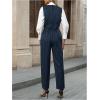 imageSOLY HUX Womens 2 Piece Outfits V Neck Button Down Sleeveless Blazer Vest and Pants Work Office SetBlue Striped