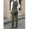 imageSOLY HUX Womens 2 Piece Outfits V Neck Button Down Sleeveless Blazer Vest and Pants Work Office SetPlain Army Green