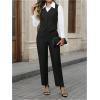 imageSOLY HUX Womens 2 Piece Outfits V Neck Button Down Sleeveless Blazer Vest and Pants Work Office SetPlain Black