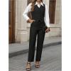imageSOLY HUX Womens 2 Piece Outfits V Neck Button Down Sleeveless Blazer Vest and Pants Work Office SetPlain Black