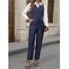 imageSOLY HUX Womens 2 Piece Outfits V Neck Button Down Sleeveless Blazer Vest and Pants Work Office SetPlain Dark Blue