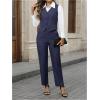 imageSOLY HUX Womens 2 Piece Outfits V Neck Button Down Sleeveless Blazer Vest and Pants Work Office SetPlain Dark Blue