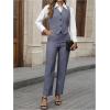 imageSOLY HUX Womens 2 Piece Outfits V Neck Button Down Sleeveless Blazer Vest and Pants Work Office SetPure Blue