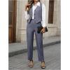 imageSOLY HUX Womens 2 Piece Outfits V Neck Button Down Sleeveless Blazer Vest and Pants Work Office SetPure Blue