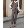 imageSOLY HUX Womens 2 Piece Outfits V Neck Button Down Sleeveless Blazer Vest and Pants Work Office SetPure Grey
