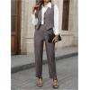 imageSOLY HUX Womens 2 Piece Outfits V Neck Button Down Sleeveless Blazer Vest and Pants Work Office SetPure Grey