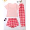 imageSOLY HUX Womens 3 Piece Pajamas Short Sleeve Sleepwear Top and Shorts Pants Pjs Set Lounge SetPink Graphic