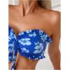 imageSOLY HUX Womens Bandeau Bikini Set Tie Knot Front Frill Strapless High Waisted Bathing Suit Two Piece SwimsuitBlue Floral Print
