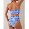 imageSOLY HUX Womens Bandeau Bikini Set Tie Knot Front Frill Strapless High Waisted Bathing Suit Two Piece SwimsuitBlue Flower