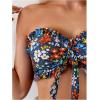 imageSOLY HUX Womens Bandeau Bikini Set Tie Knot Front Frill Strapless High Waisted Bathing Suit Two Piece SwimsuitMulti Flower Printed