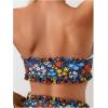 imageSOLY HUX Womens Bandeau Bikini Set Tie Knot Front Frill Strapless High Waisted Bathing Suit Two Piece SwimsuitMulti Flower Printed