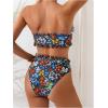 imageSOLY HUX Womens Bandeau Bikini Set Tie Knot Front Frill Strapless High Waisted Bathing Suit Two Piece SwimsuitMulti Flower Printed