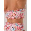 imageSOLY HUX Womens Bandeau Bikini Set Tie Knot Front Frill Strapless High Waisted Bathing Suit Two Piece SwimsuitMulticoloured Floral